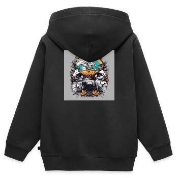 Punk - Sweat Premium à capuche zippé enfant bio - noir - Dos - AI Model Kid Male (0cm)