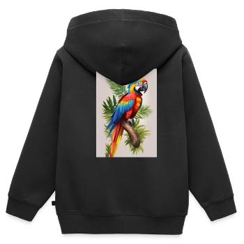 Perroquet - Sweat Premium à capuche zippé enfant bio - noir - Dos - AI Model Kid Male (0cm)
