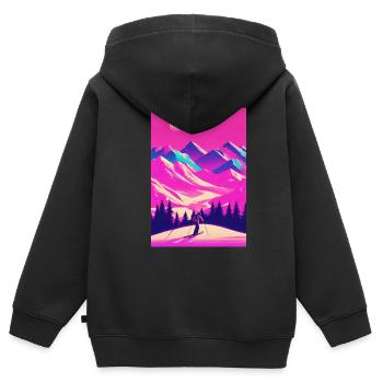 Ski - Sweat Premium à capuche zippé enfant bio - noir - Dos - AI Model Kid Male (0cm)