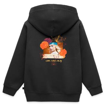 nur gute schwingungen -vibes - Kinder Premium Organic Zip Hoodie - Schwarz - Hinten - AI Model Kid Male (0cm)