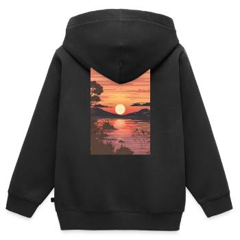 Seeufer - Kinder Premium Organic Zip Hoodie - Schwarz - Hinten - AI Model Kid Male (0cm)