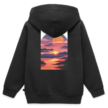 Sommerurlaub am Meer - Kinder Premium Organic Zip Hoodie - Schwarz - Hinten - AI Model Kid Male (0cm)