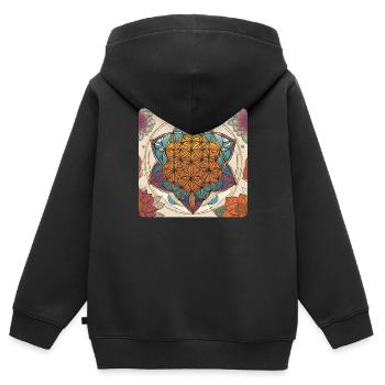 Fleur de Vie - Fleur de Vie, Cadeau - Sweat Premium à capuche zippé enfant bio - noir - Dos - AI Model Kid Male (0cm)