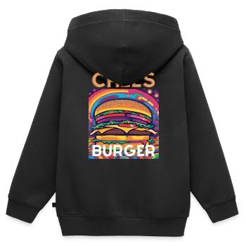 Cheeseburger - Kinder Premium Organic Zip Hoodie - Schwarz - Hinten - AI Model Kid Male (0cm)