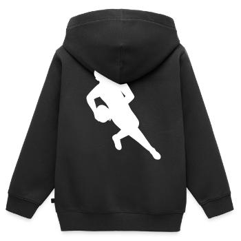 Le rugby en mouvement - Sweat Premium à capuche zippé enfant bio - noir - Dos - AI Model Kid Male (0cm)
