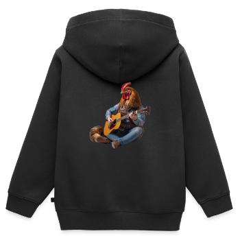 Rooster Hen Gitarre - Kinder Premium Organic Zip Hoodie - Schwarz - Hinten - AI Model Kid Male (0cm)