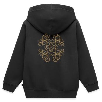 Motif orintal - Sweat Premium à capuche zippé enfant bio - noir - Dos - AI Model Kid Male (0cm)