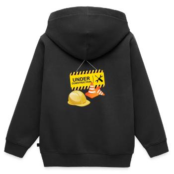 Under Construction - Baustelle - Kinder Premium Organic Zip Hoodie - Schwarz - Hinten - AI Model Kid Male (0cm)