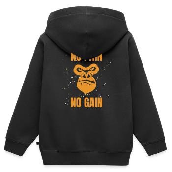 No Pain No Gain - Kids Premium Organic Zip-up Hoodie - black - Back - AI Model Kid Male (0cm)