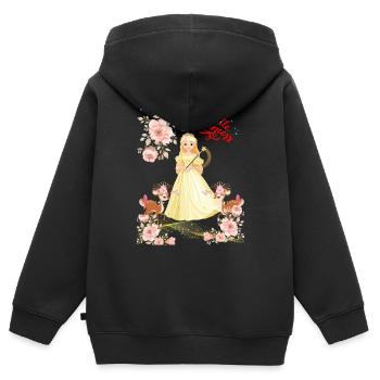 Petite princesse - Sweat Premium à capuche zippé enfant bio - noir - Dos - AI Model Kid Male (0cm)