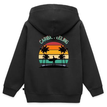 Sentiment caribique - Sweat Premium à capuche zippé enfant bio - noir - Dos - AI Model Kid Male (0cm)