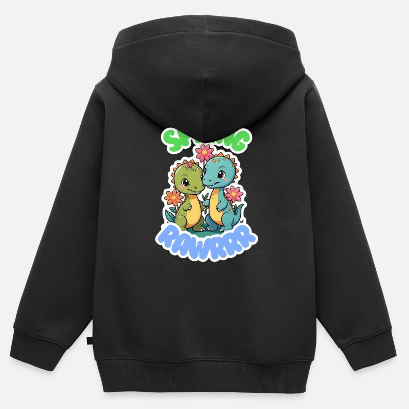 PRINTEMPS RAWRRR - Sweat Premium à capuche zippé enfant bio - noir