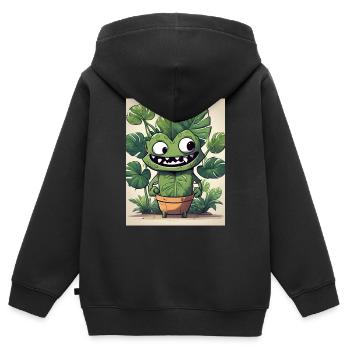 Monastera Blumentopf Buddy - Kinder Premium Organic Zip Hoodie - Schwarz - Hinten - AI Model Kid Male (0cm)