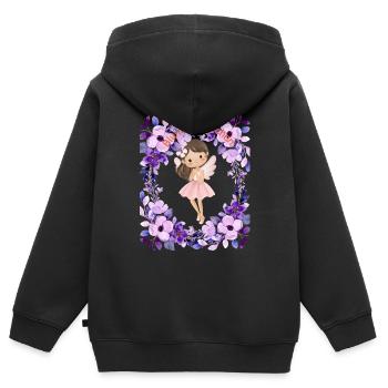 Demoiselle d’honneur - Sweat Premium à capuche zippé enfant bio - noir - Dos - AI Model Kid Male (0cm)