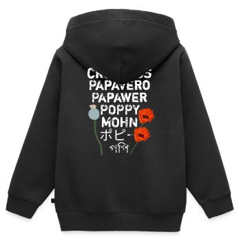 Das Wort in allen Sprachen vintage - Kinder Premium Organic Zip Hoodie - Schwarz - Hinten - AI Model Kid Male (0cm)
