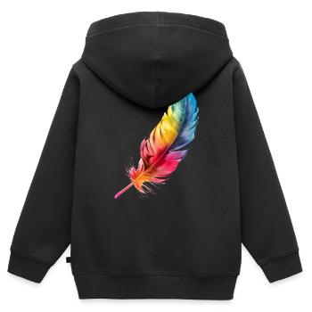 Vogelfeder: Leichtgewicht mit genialer Funktion - Kinder Premium Organic Zip Hoodie - Schwarz - Hinten - AI Model Kid Male (0cm)
