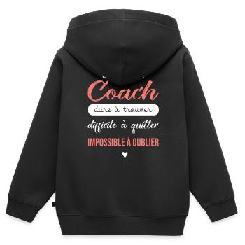 Super coach cadeau coach retraite une super coach - Sweat Premium à capuche zippé enfant bio - noir - Dos - AI Model Kid Male (0cm)