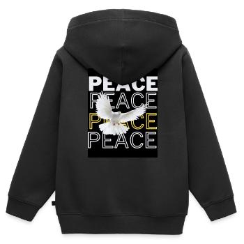 PeaceZeichen Friedenstaube - Kinder Premium Organic Zip Hoodie - Schwarz - Hinten - AI Model Kid Male (0cm)