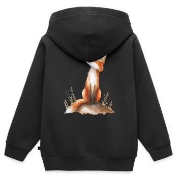 Amused Fox - Kids Premium Organic Zip-up Hoodie - black - Back - AI Model Kid Male (0cm)