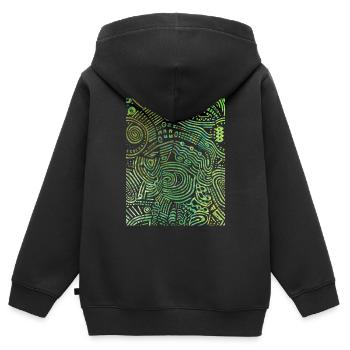 Urbane Grafik - Kinder Premium Organic Zip Hoodie - Schwarz - Hinten - AI Model Kid Male (0cm)