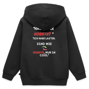 « Des vices plutôt que des passe-temps » - Sweat Premium à capuche zippé enfant bio - noir - Dos - AI Model Kid Male (0cm)