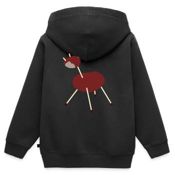Kastanie Einhorn - Kinder Premium Organic Zip Hoodie - Schwarz - Hinten - AI Model Kid Male (0cm)