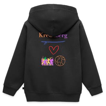 Kreuzberg 36, Kiez - Boof - Hood, Berlin Kreuzberg - Kinder Premium Organic Zip Hoodie - Schwarz - Hinten - AI Model Kid Male (0cm)