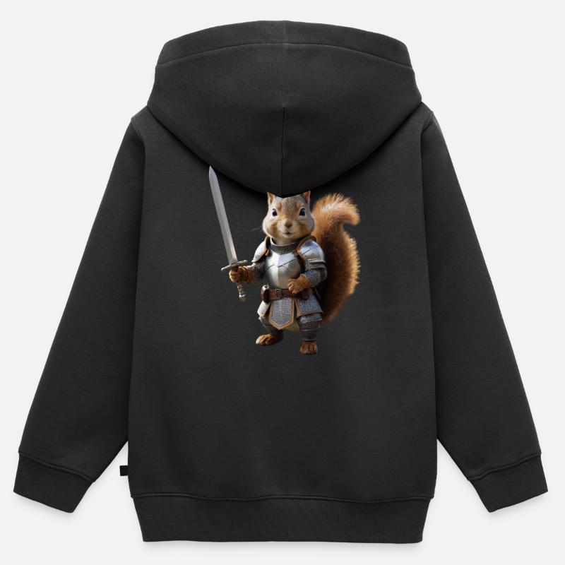 écureuil chevalier épée 3 - Sweat Premium à capuche zippé enfant bio - noir