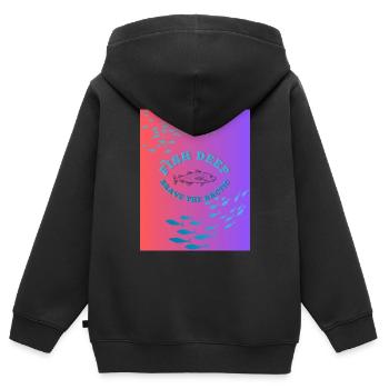 Fisch Tief der Arktis trotzen - Kinder Premium Organic Zip Hoodie - Schwarz - Hinten - AI Model Kid Male (0cm)