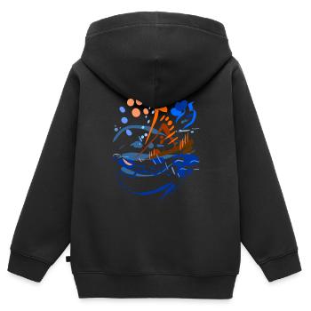 Abstract - Kids Premium Organic Zip-up Hoodie - black - Back - AI Model Kid Male (0cm)