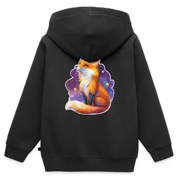 Renard et ciel étoilé - Sweat Premium à capuche zippé enfant bio - noir - Dos - AI Model Kid Male (0cm)