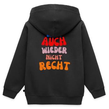 war auch wieder nicht recht - Kinder Premium Organic Zip Hoodie - Schwarz - Hinten - AI Model Kid Male (0cm)