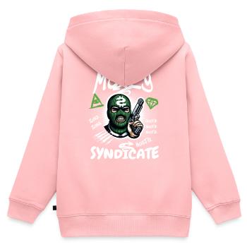 Gangster Syndikat - Kinder Premium Organic Zip Hoodie - Rosa - Hinten - AI Model Kid Female (0cm)