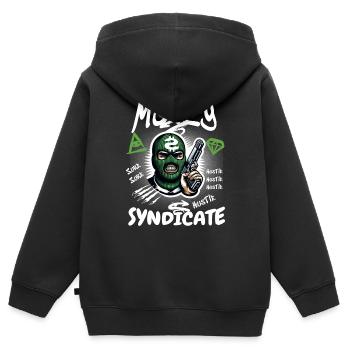 Gangster Syndikat - Kinder Premium Organic Zip Hoodie - Schwarz - Hinten - AI Model Kid Male (0cm)