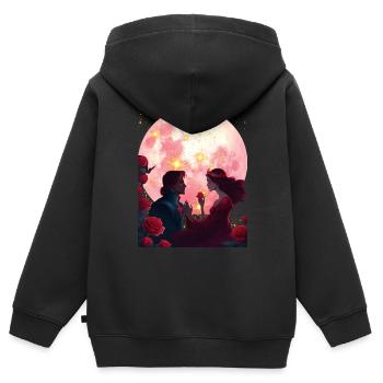 Rosenrot und ihr Prinz - Kinder Premium Organic Zip Hoodie - Schwarz - Hinten - AI Model Kid Male (0cm)