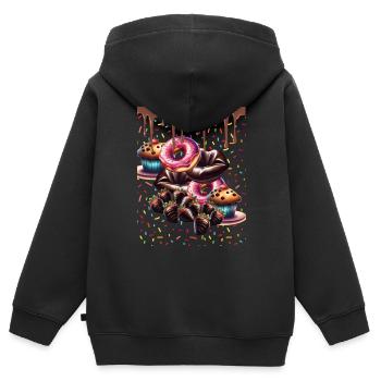 Alerte aux bonbons - Sweat Premium à capuche zippé enfant bio - noir - Dos - AI Model Kid Male (0cm)