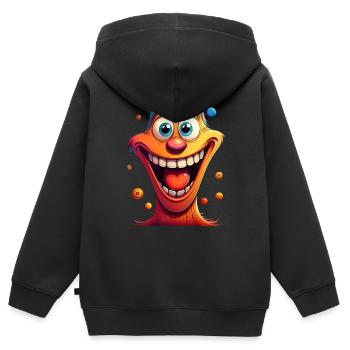 Funny cartoon - Kinder Premium Organic Zip Hoodie - Schwarz - Hinten - AI Model Kid Male (0cm)