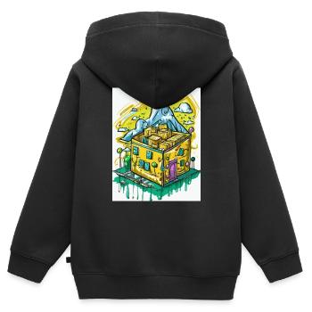 Es rappelt im Karton - Kinder Premium Organic Zip Hoodie - Schwarz - Hinten - AI Model Kid Male (0cm)