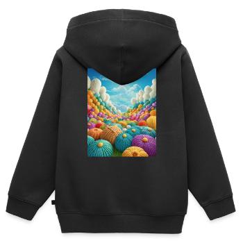 Tricoter sur Heavens Door - Sweat Premium à capuche zippé enfant bio - noir - Dos - AI Model Kid Male (0cm)