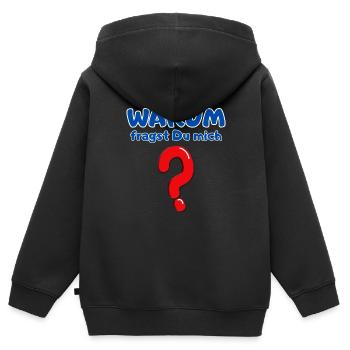 Pourquoi me demandez-vous ? - Sweat Premium à capuche zippé enfant bio - noir - Dos - AI Model Kid Male (0cm)