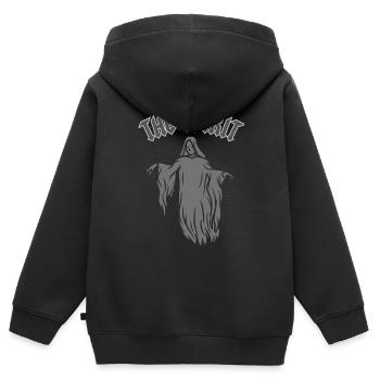 THE SPIRIT - Kinder Premium Organic Zip Hoodie - Schwarz - Hinten - AI Model Kid Male (0cm)