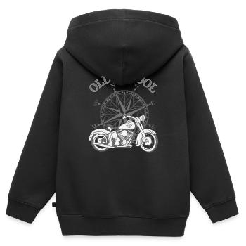 Vélo avec Old School - Sweat Premium à capuche zippé enfant bio - noir - Dos - AI Model Kid Male (0cm)