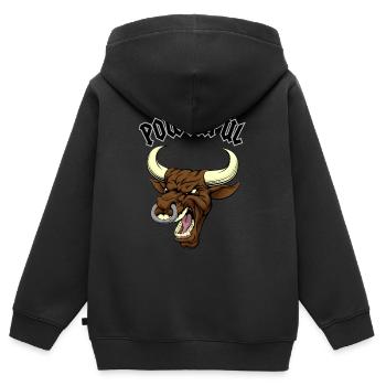 Puissant - Sweat Premium à capuche zippé enfant bio - noir - Dos - AI Model Kid Male (0cm)