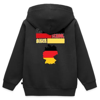 OLD SCHOOL BIKER GERMAN - Kids Premium Organic Zip-up Hoodie - black - Back - AI Model Kid Male (0cm)