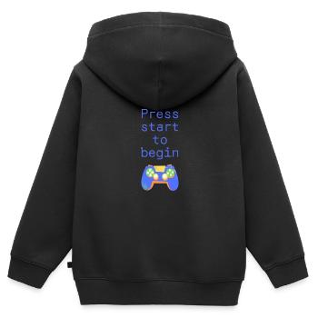 Appuyez sur start pour commencer - Sweat Premium à capuche zippé enfant bio - noir - Dos - AI Model Kid Male (0cm)