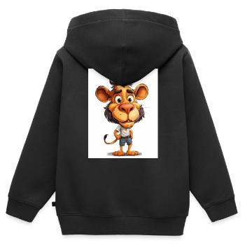 Ein Löwe in Kleidern - Kinder Premium Organic Zip Hoodie - Schwarz - Hinten - AI Model Kid Male (0cm)