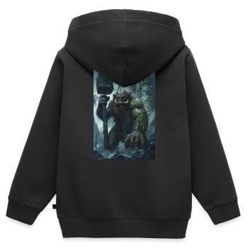 Riese Fabelwesen Mythologie Geschenk - Kinder Premium Organic Zip Hoodie - Schwarz - Hinten - AI Model Kid Male (0cm)