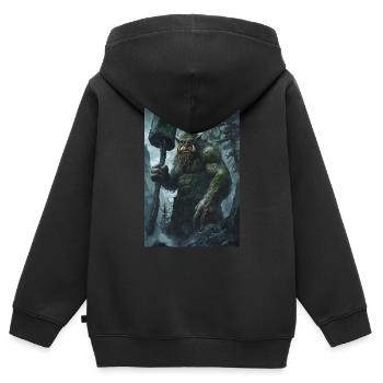 Riese Giant Norwegen Geschenk - Kinder Premium Organic Zip Hoodie - Schwarz - Hinten - AI Model Kid Male (0cm)