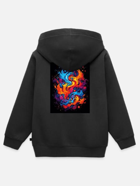 Abstrakter Farbwirbel - Kinder Premium Organic Zip Hoodie - Schwarz