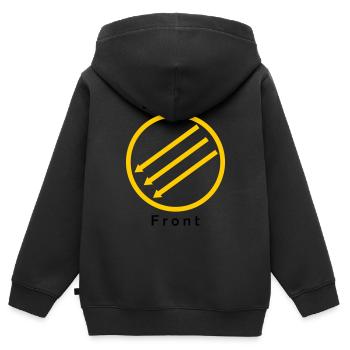 Front d’Eiserne - Drei Pfeile - Sweat Premium à capuche zippé enfant bio - noir - Dos - AI Model Kid Male (0cm)